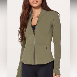 Lululemon The Ease Jacket Size 4 Sage Green Nulu Running Track Peplum Zip Front